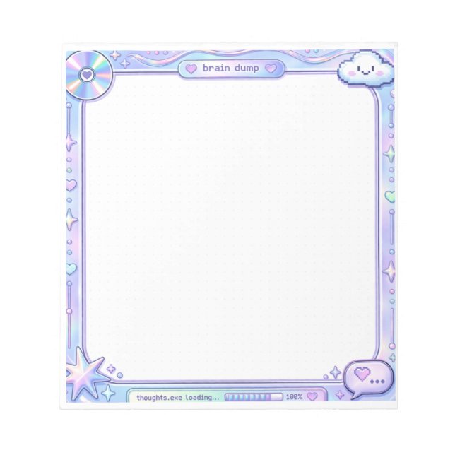 Bloc De Notas Kawaii Y2K Cyber Pastel Brain Dump Notepad Design (Frente)