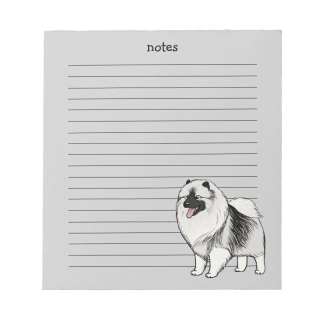 Bloc De Notas Keeshond con texto de Personalizable (Frente)