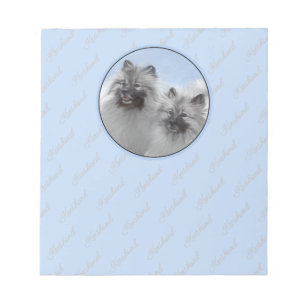 Bloc De Notas Keeshond Pair de Kees pintura animal original