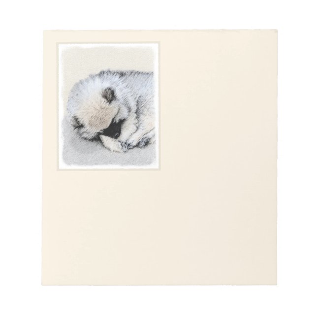 Bloc De Notas Keeshond Sleeping Pinting Pintura Original De Perr (Frente)