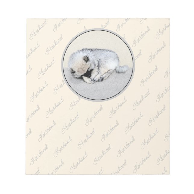 Bloc De Notas Keeshond Sleeping Pinting Pintura Original De Perr (Frente)