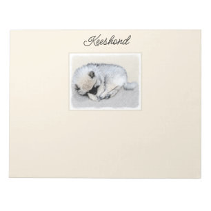Bloc De Notas Keeshond Sleeping Pinting Pintura Original De Perr