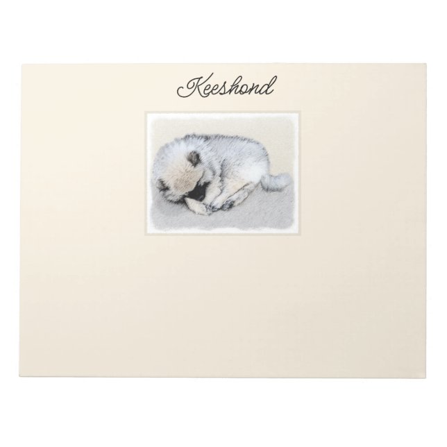 Bloc De Notas Keeshond Sleeping Pinting Pintura Original De Perr (Frente)