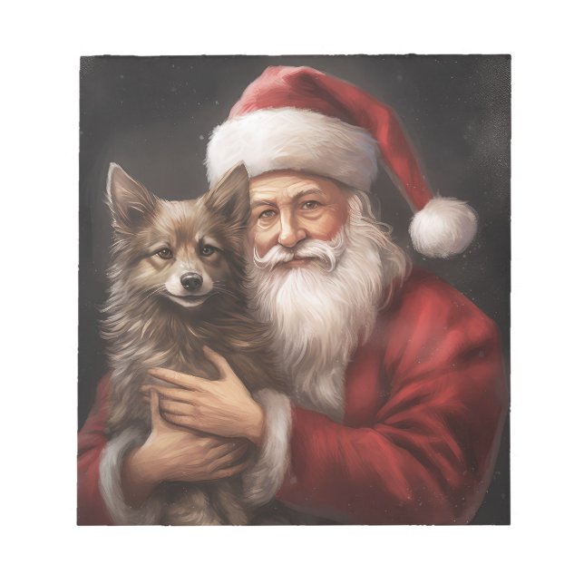 Bloc De Notas Kelpie australiano con Santa Claus Navidad (Frente)