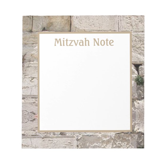 Bloc De Notas Kotel Jerusalem Stone Mitzvah Notas Notepad (Frente)