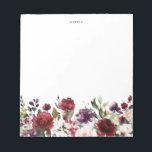 Bloc De Notas La acuarela Boho Cae en las flores rojas y moradas<br><div class="desc">Notepad bonito y personalizado femenina con acuarela floral de color rojo,  rosa rubor,  marfil y flores moradas. Personalice agregando un nombre o una frase corta. Este bloc de notas floral será un regalo personalizado perfecto.</div>