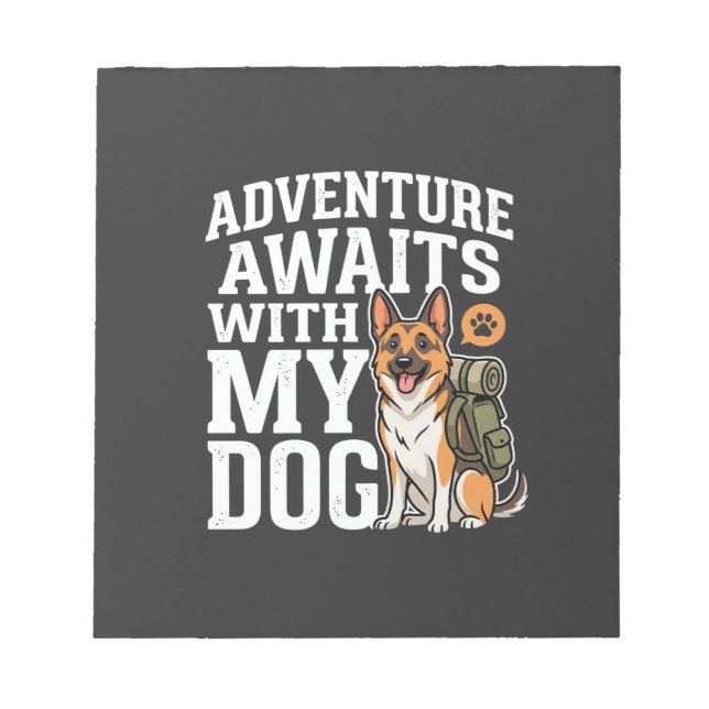 Bloc De Notas La aventura espera con mi perro de excursión (Frente)