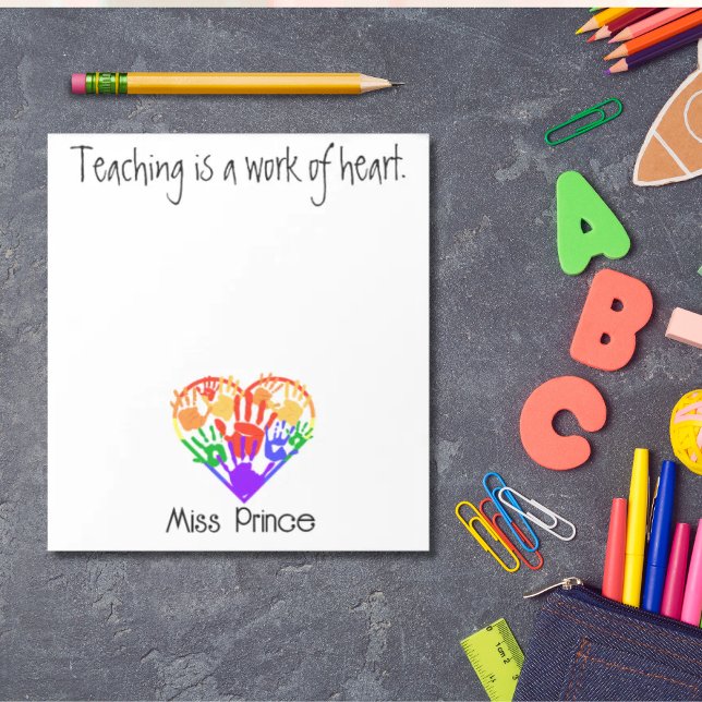 Bloc De Notas La enseñanza es un trabajo de personalizado de hue (Teaching is a work of heart personalized notepad)