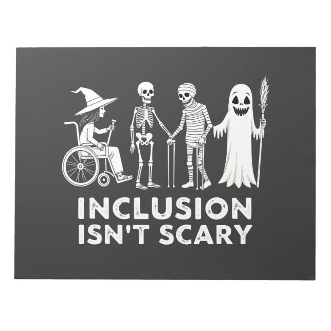Bloc De Notas La inclusión no asusta a Spooky Skeleton Teacher (Frente)