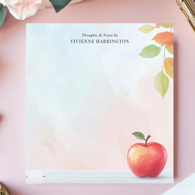 Bloc De Notas La manzana roja y las hojas de otoño personalizada (Subido por el creador)