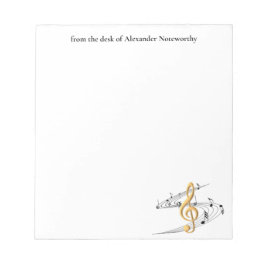 Bloc De Notas La música de oro Treble Clef personalizada