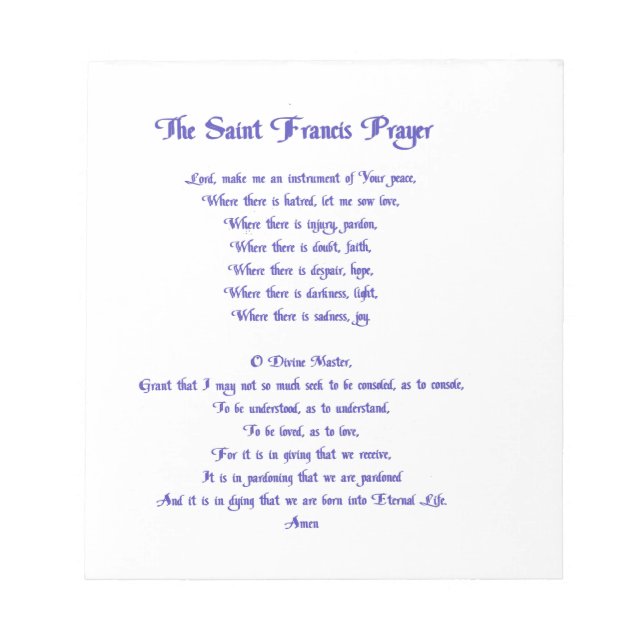 Bloc De Notas La oración de San Francisco (Frente)