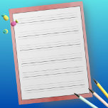 Bloc De Notas La práctica de escritura a mano muestra el diseño<br><div class="desc">Estudiantes y adultos pueden practicar la escritura a mano impresa y cursiva con esta almohadilla de papel de tamaño completo con un fondo rústico de diseño rojo. Cada página incluye 6 líneas para escritura, con una línea descendente extensiva para practicar todas las letras fundas inferiores y fundas superiores. Ideal para...</div>