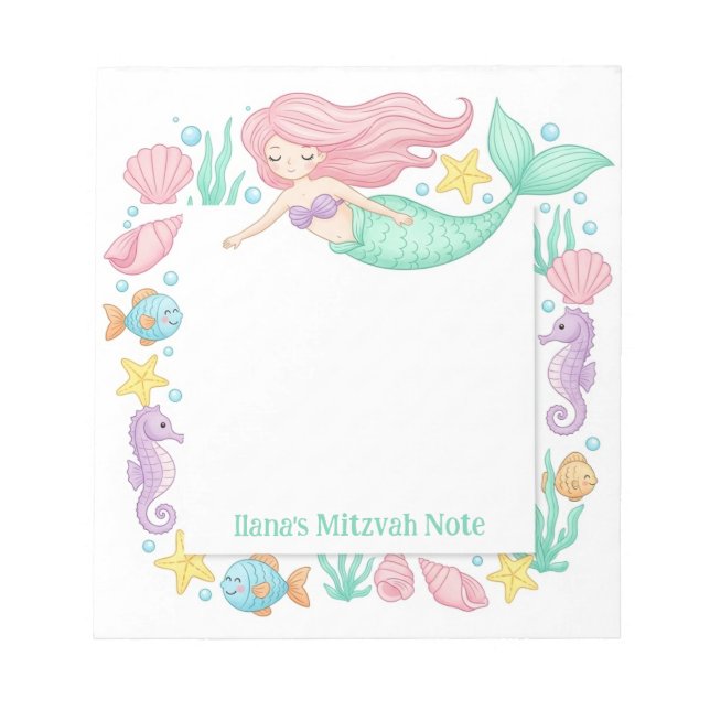 Bloc De Notas La sirena personalizada Mitzvah Notepad (Frente)