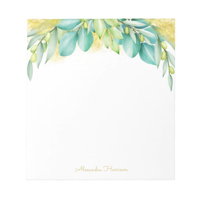 Bloc De Notas La vegetación Eucalyptus deja ramas de olivo (Frente)