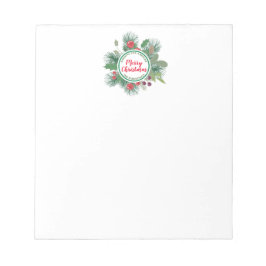 Bloc De Notas La verde del invierno Wreath Feliz Navidad
