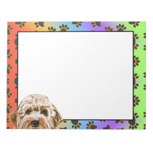 Bloc De Notas Labradoodle colorido patrón de garra de perro
