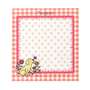 Bloc De Notas Labrador amarillo personalizado y verde