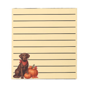 Bloc De Notas Labrador de chocolate con andana roja por calabaza