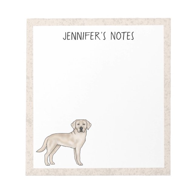 Bloc De Notas Labrador Retriever Crema Lab Perro Con Nombre Pers (Frente)