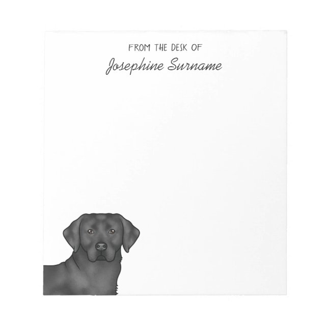 Bloc De Notas Labrador Retriever Lab Negro Personalizado Nombre (Frente)