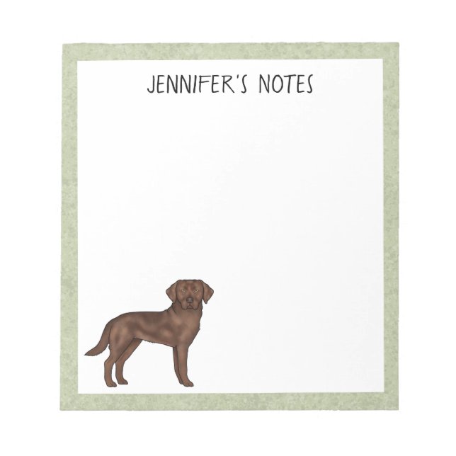 Bloc De Notas Labrador Retriever Labrador Chocolate Perro Nombre (Frente)