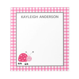 Bloc De Notas Ladybug y Pink Gingham Notepad
