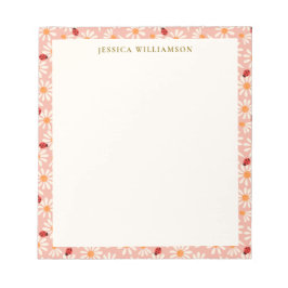 Bloc De Notas Ladybugs and Daisies Personalized Name