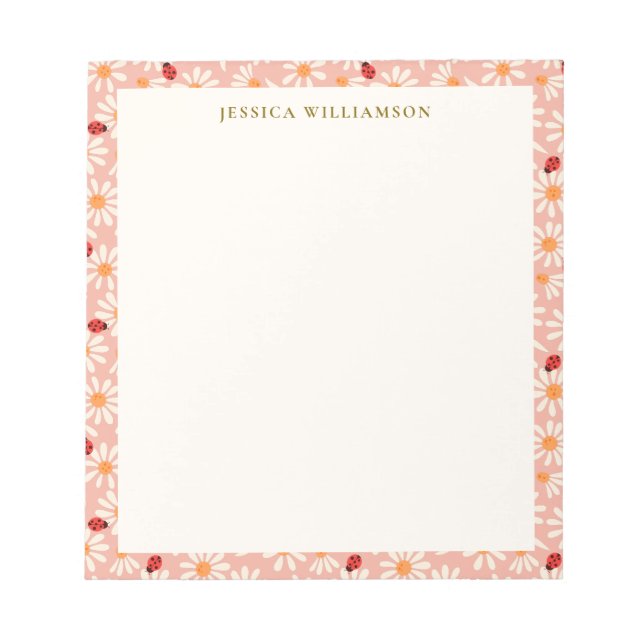 Bloc De Notas Ladybugs and Daisies Personalized Name (Frente)
