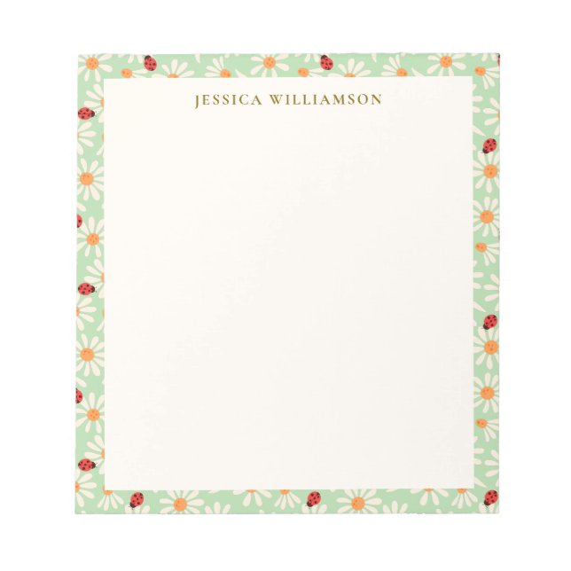 Bloc De Notas Ladybugs and Daisies Personalized Name (Frente)