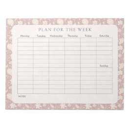 Bloc De Notas Lágrima de planner floral de color rosa