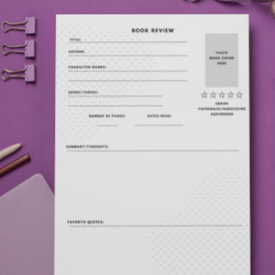 Bloc De Notas Lágrima de revisión de libros simple y moderna