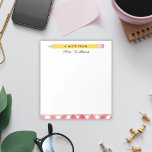 Bloc De Notas Lápiz amarillo ilustrado por Personalizado de rega<br><div class="desc">El Bloc de notas de lápiz amarillo ilustrado de mi Personalizado de regalo de profesores es un gran regalo para tu profesor favorito. Personaliza con un nombre para un regalo único. Los profesores anotan que las toallas hacen grandes regalos de vacaciones o de fin de año. El diseño presenta mi...</div>