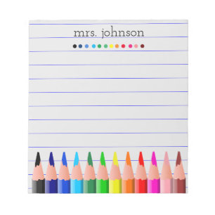 Bloc De Notas Lápiz de arcoiris del profesor personalizado