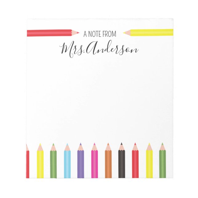 Bloc De Notas Lápiz de Arcoíris Nota del Profesor (Frente)