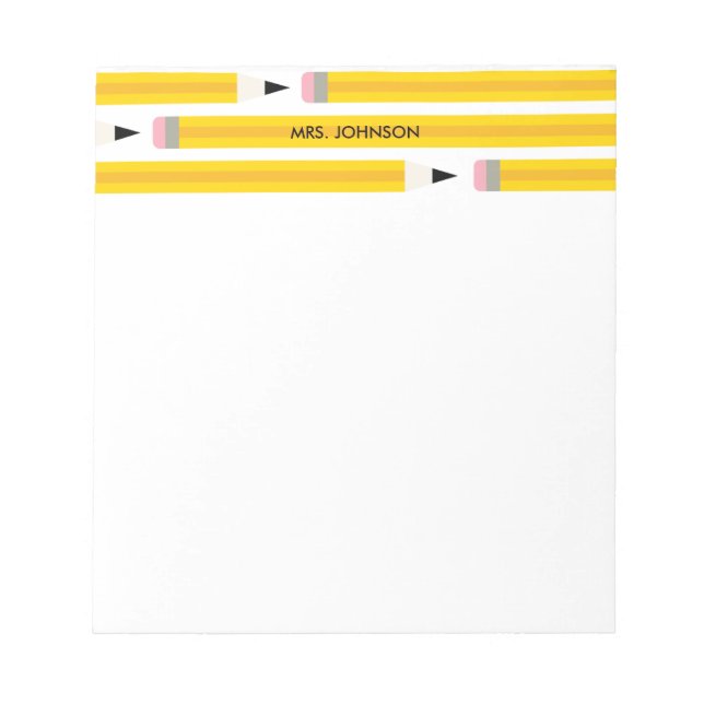 Bloc De Notas Lápiz moderno personalizado para maestros (Frente)