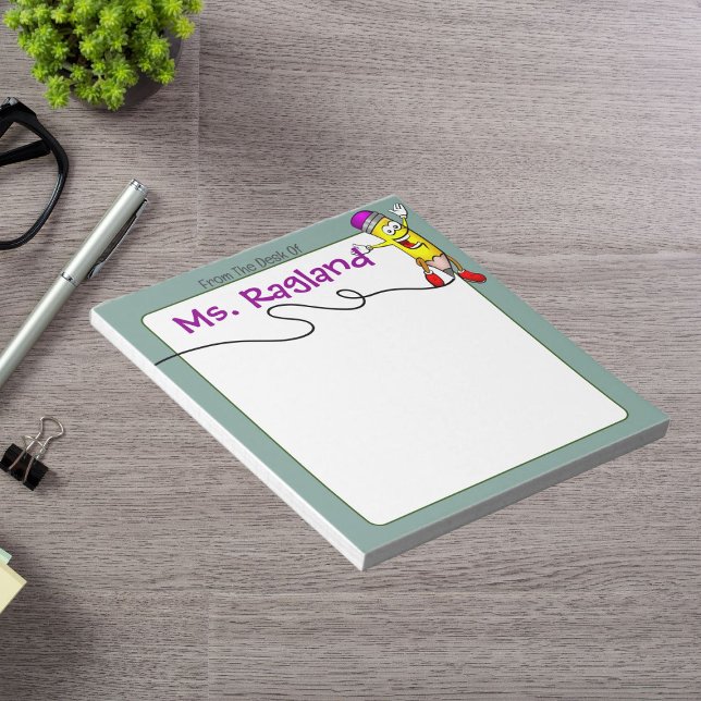 Bloc De Notas Lápiz personalizado Scribble Green sin línea (Personalized Pencil Scribble Green Unlined Notepad)