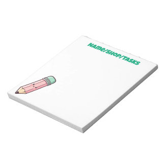 Bloc De Notas Lápiz Rosa Kawaii