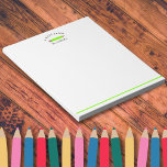 Bloc De Notas Lápiz verde lindo del nombre del profesor personal<br><div class="desc">Haga sonreír a un profesor con nuestro lápiz verde personalizado Cute Una nota de Note Pad! Este regalo personalizado del profesor es una manera cuidadosa de expresar su gratitud y admiración. Ya sea para volver a la temporada escolar o sólo para mostrar su aprecio, esta tibia y personalizable almohadilla de...</div>
