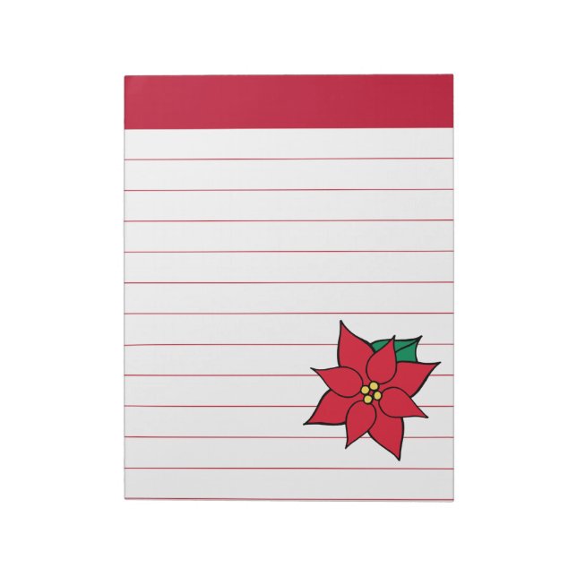 Bloc De Notas Large Poinsettia Holiday Notepad (Lado Izquierdo)