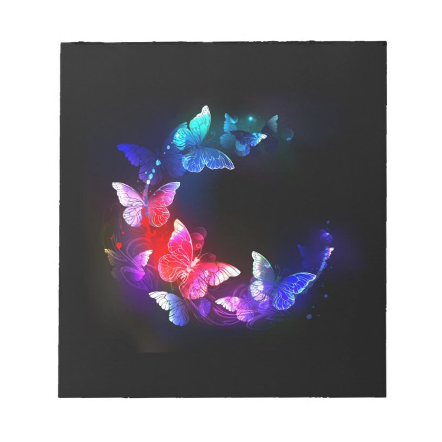Bloc De Notas Las mariposas nocturnas brillantes de Neon en el f (Frente)