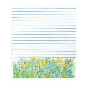 Bloc De Notas Lavanda Flores silvestres Naranja mariposa laminad