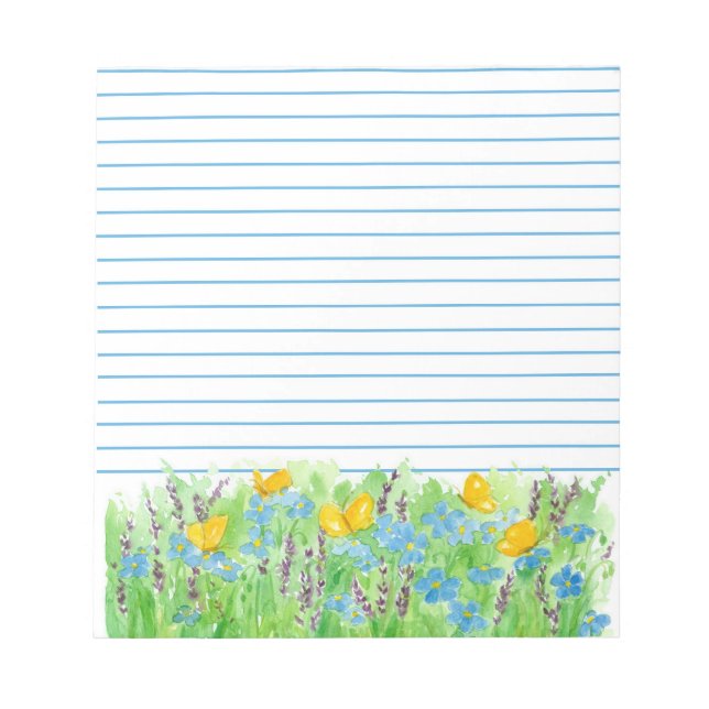 Bloc De Notas Lavanda Flores silvestres Naranja mariposa laminad (Frente)