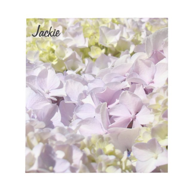 Bloc De Notas Lavender Floral Hydrangea Notepad Su Nombre person (Frente)