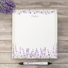 Bloc De Notas Lavender Floral Watercolor Purple Border Notepad