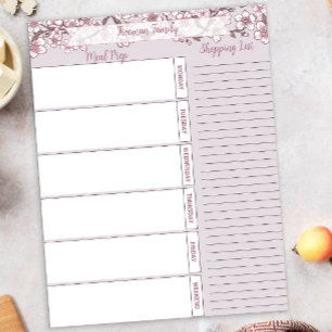 Bloc De Notas Lavender Floral Weekly Meal Planner Pad