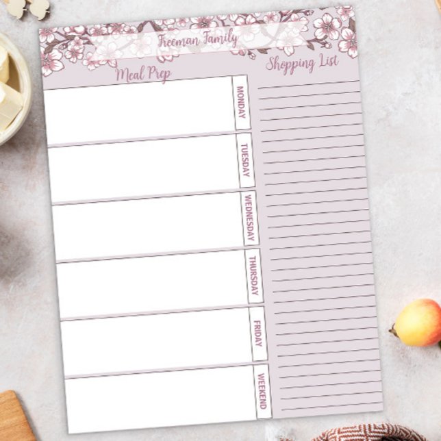 Bloc De Notas Lavender Floral Weekly Meal Planner Pad (Subido por el creador)