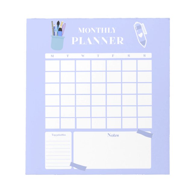 Bloc De Notas Lavender Monthly Planner Layout Art (Frente)