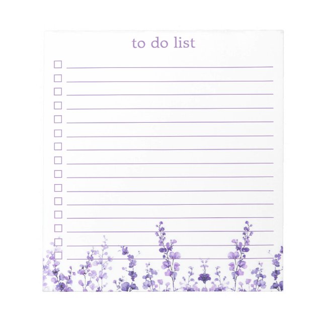 Bloc De Notas Lavender To Do List Boho Chic Minimalist Floral  (Frente)