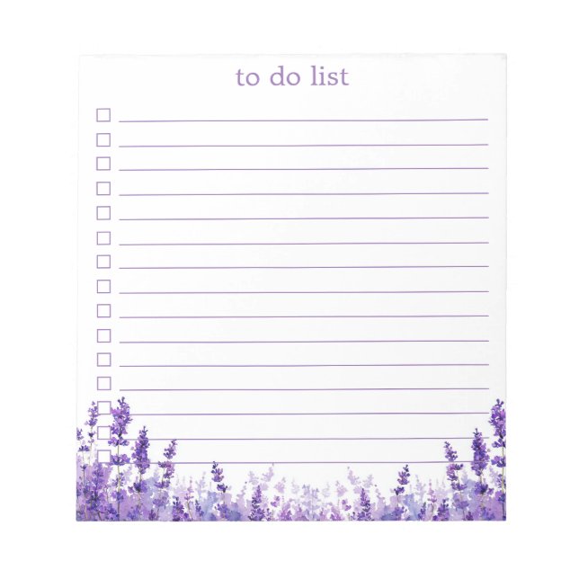 Bloc De Notas Lavender To Do List Boho Chic Minimalist Floral  (Frente)